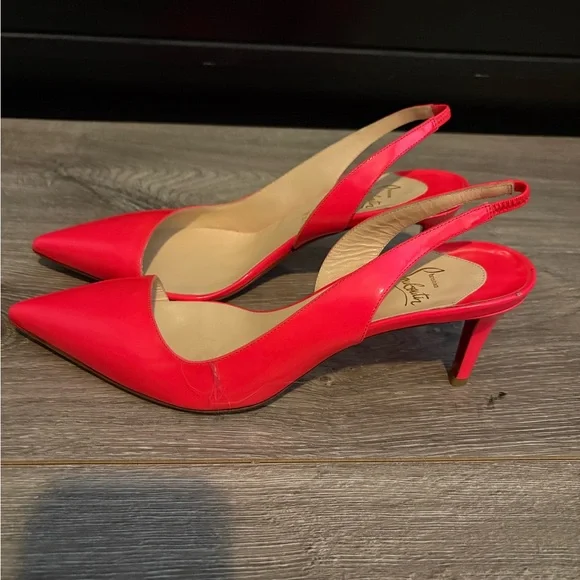 Christian Louboutin Pink Patent Slingback Pointed-Toe Flats. Never worn. - Picture 3 of 6
